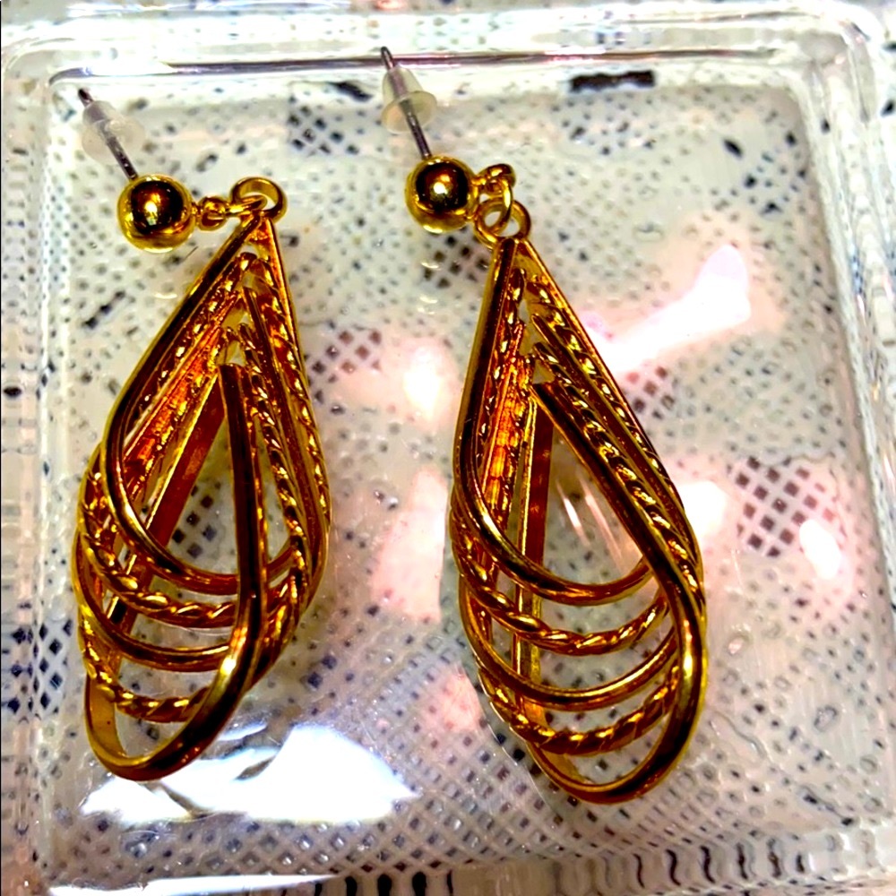 Gold Plated Earrings Two Inches.